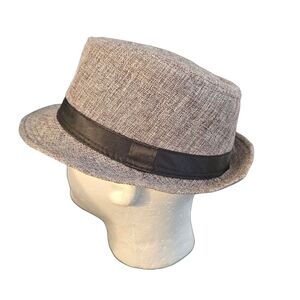Gray and Black Trilby Fedora Hat 23.25" Cotton Blend Men's Hat Unbranded